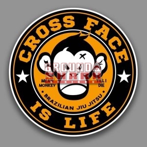 mean monkey cross face sticker