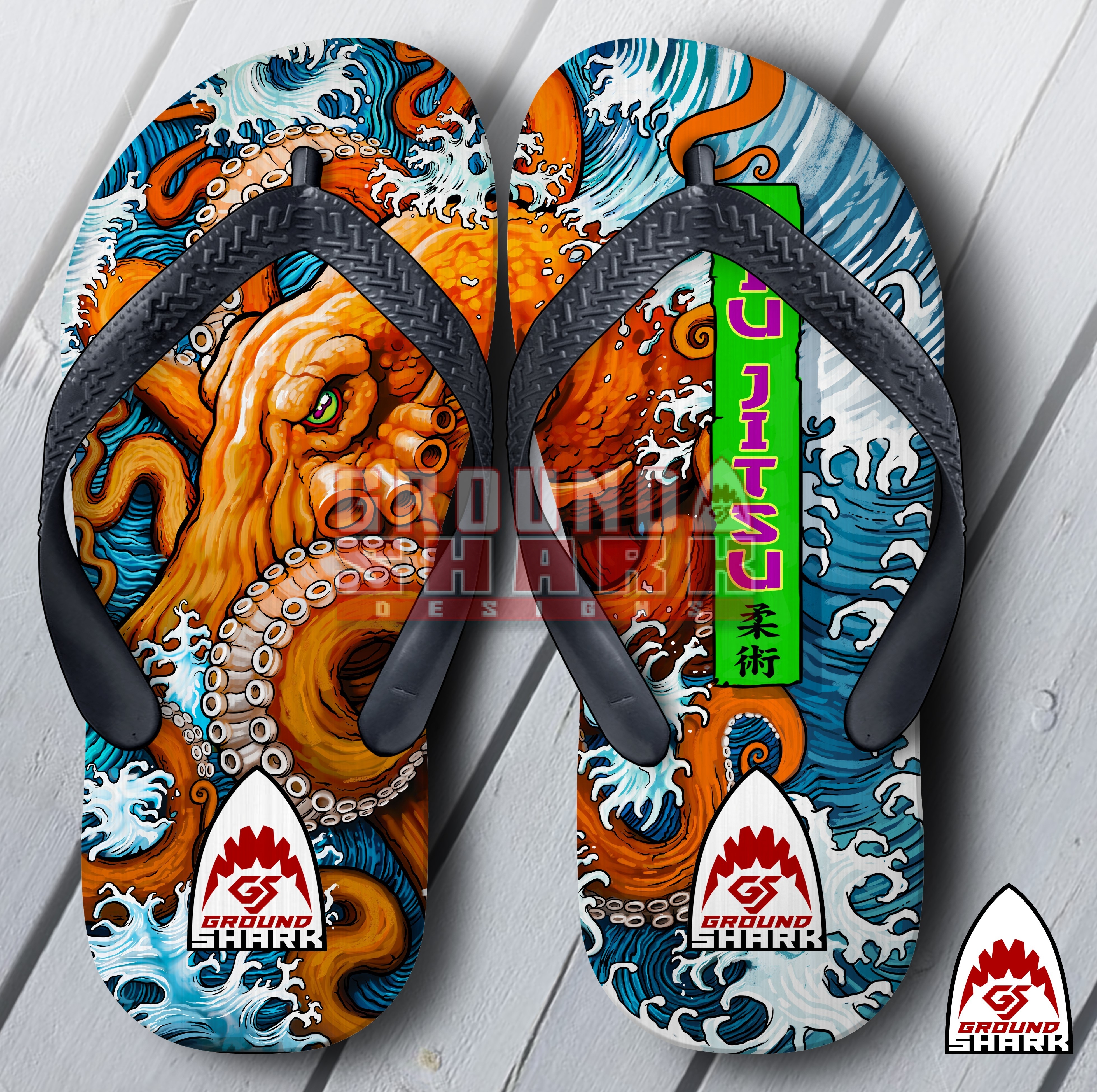 Jiu Jitsu Octopus Mat Flip Flops