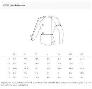 rash guard size chart