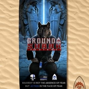 Blue Line Wolf Beach Towel