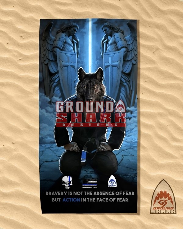Blue Line Wolf Beach Towel