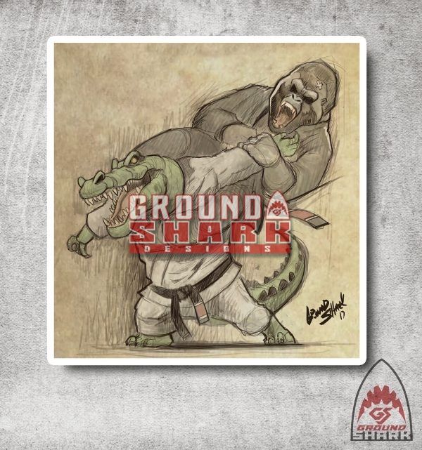Gorilla vs. Gator Sketch Sticker