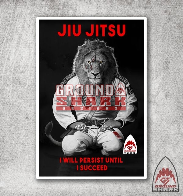 Kneeling Lion Jiu Jitsu Sticker