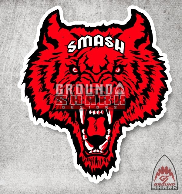 Red Wolf Smash Sticker