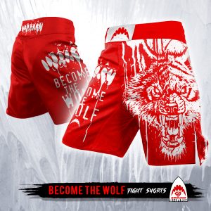 Become the Wolf Red Fight Shorts